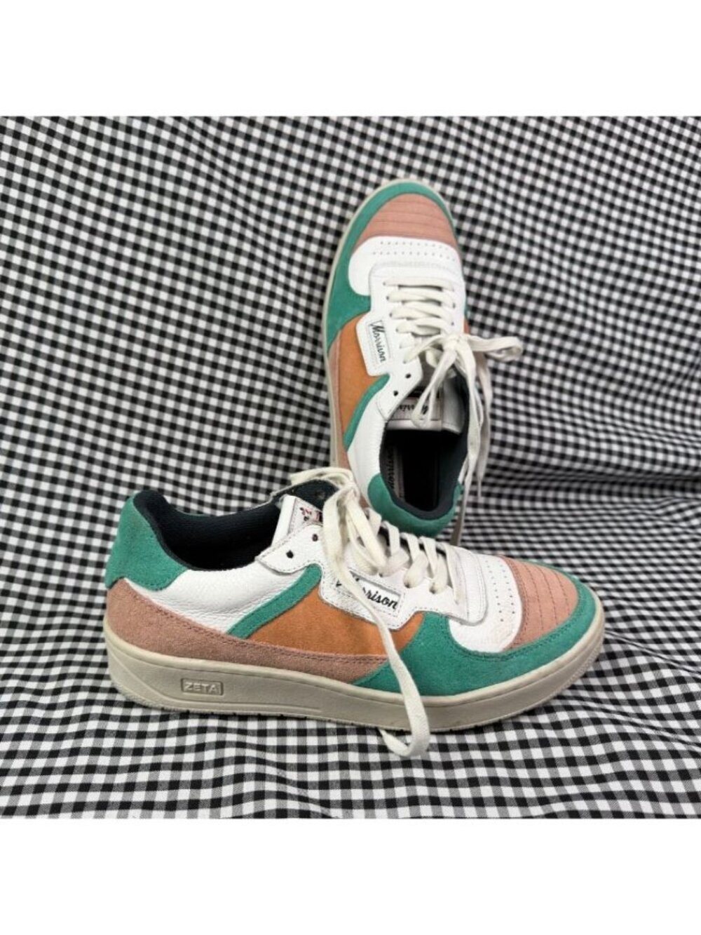 Morrison Zeta Sneakers Women 8.5 EU 39 Teal White Pink Suede Leather Low Top